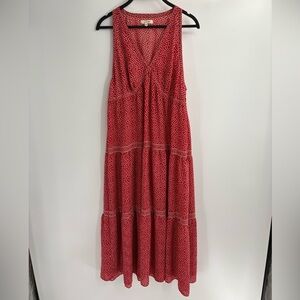 Max studio v neck boho romantic Sundance tiered floral Y2K maxi size large